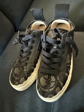Chloe Black Lace Overlay High-Top Sneakers